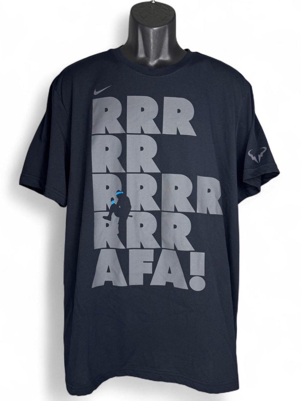 Rare Vintage Nike RRRRRRRRRRRRAFA! Rafa Nadal Nike Bull Logo Black Tennis Tee XL